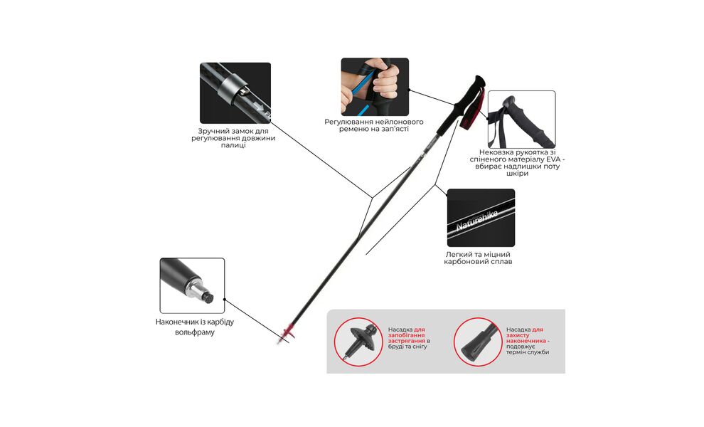 Трекінгова палиця Naturehike ST08 NH18D020-Z (Purple), 120 см - 1 шт., Тип розміру: 120, Колір: Purple, зображення 5