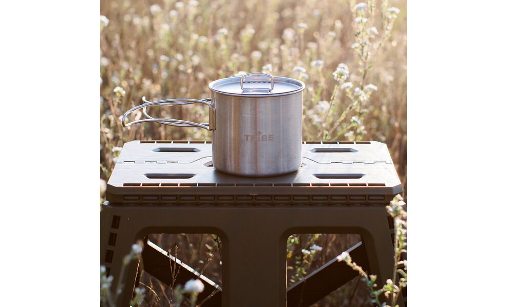 Туристична кружка з кришкою та складною ручкою Tribe Camping на 600 мл, нержавіюча сталь, зображення 6