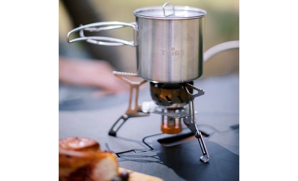 Туристична кружка з кришкою та складною ручкою Tribe Camping на 600 мл, нержавіюча сталь, зображення 10