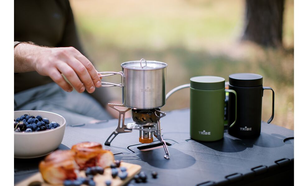 Туристична кружка з кришкою та складною ручкою Tribe Camping на 600 мл, нержавіюча сталь, зображення 11