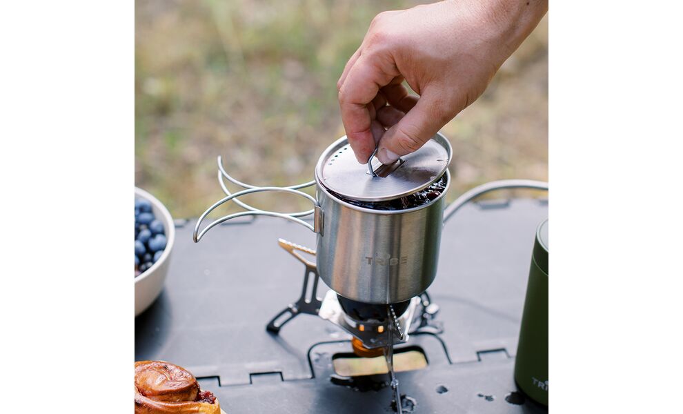 Туристична кружка з кришкою та складною ручкою Tribe Camping на 600 мл, нержавіюча сталь, зображення 14