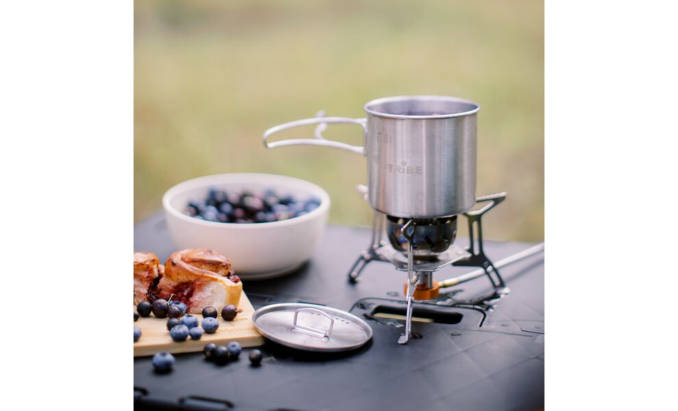 Туристична кружка з кришкою та складною ручкою Tribe Camping на 600 мл, нержавіюча сталь, зображення 16