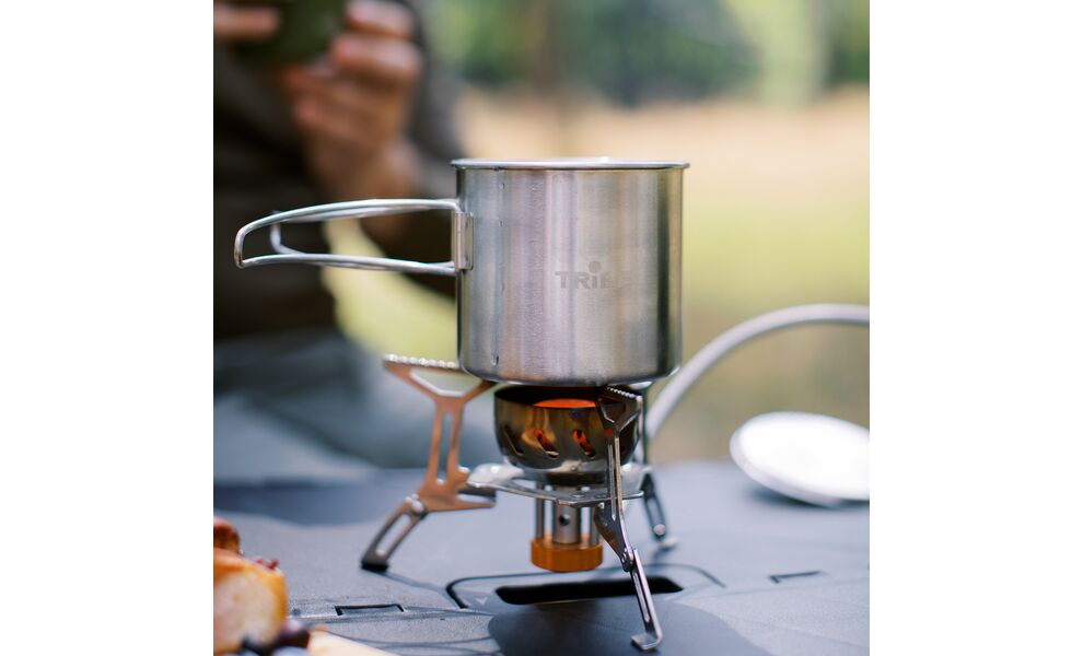 Туристична кружка з кришкою та складною ручкою Tribe Camping на 600 мл, нержавіюча сталь, зображення 17