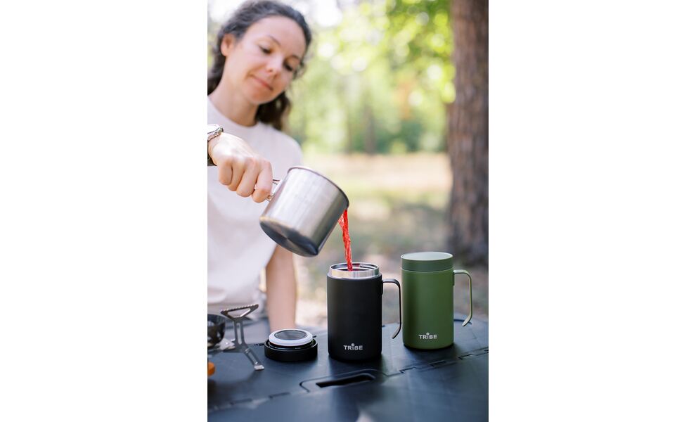 Туристична кружка з кришкою та складною ручкою Tribe Camping на 600 мл, нержавіюча сталь, зображення 18