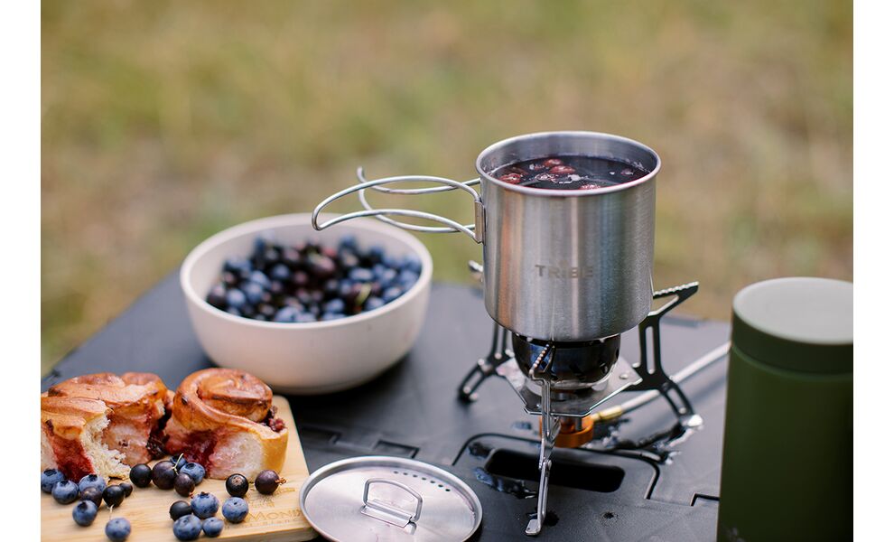 Туристична кружка з кришкою та складною ручкою Tribe Camping на 600 мл, нержавіюча сталь, зображення 19