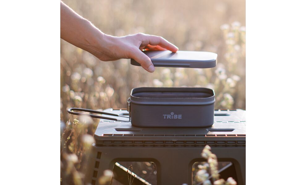 Складний туристичний контейнер для їжі зі складною ручкою Tribe Lunch Box Alu на 500 мл, анодований алюміній, зображення 8
