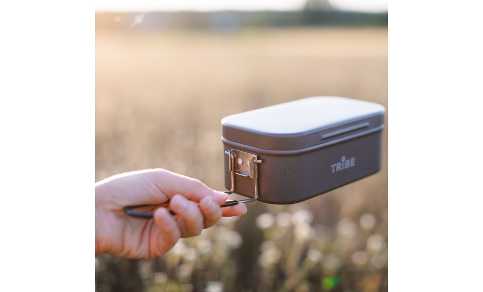 Складний туристичний контейнер для їжі зі складною ручкою Tribe Lunch Box Alu на 500 мл, анодований алюміній, зображення 10