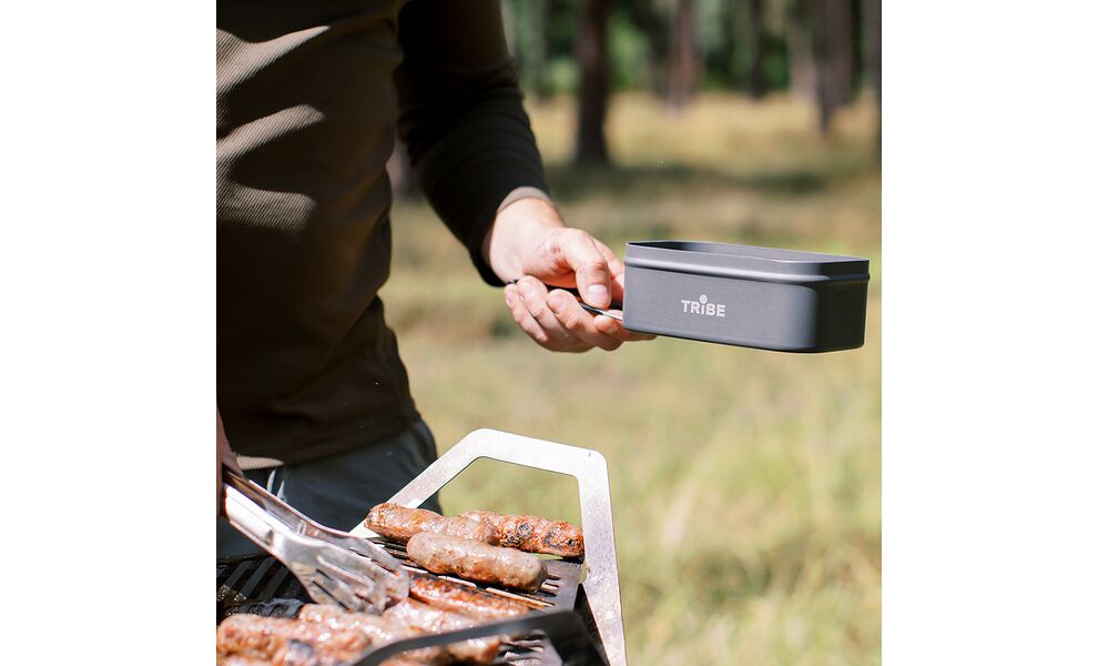 Складний туристичний контейнер для їжі зі складною ручкою Tribe Lunch Box Alu на 500 мл, анодований алюміній, зображення 12