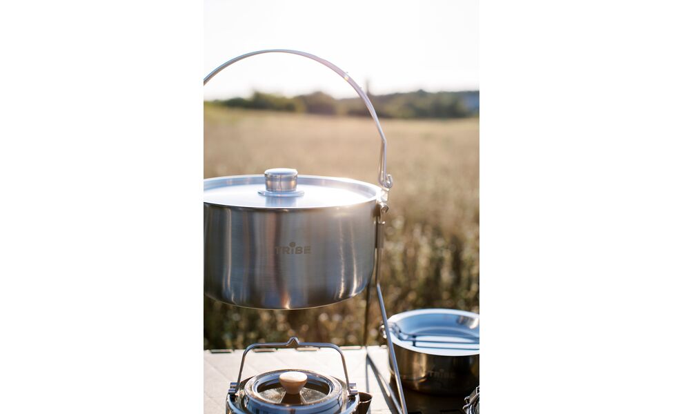 Туристичний казанок з ніжками для вогнища Tribe Fire на  5,4 л, нержавіюча сталь, зображення 8