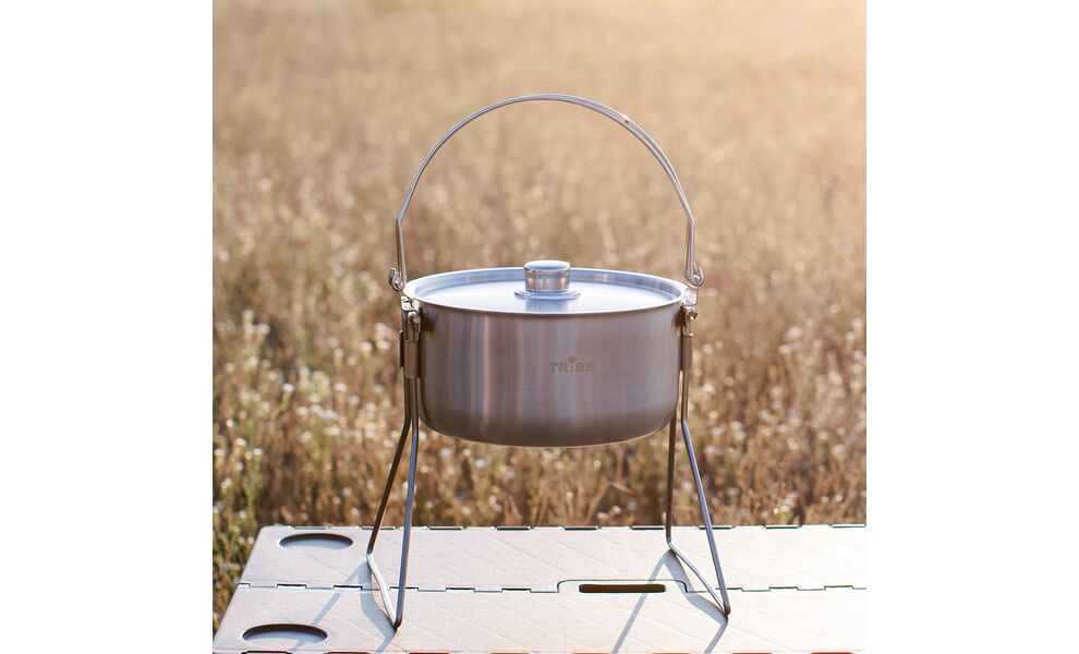 Туристичний казанок з ніжками для вогнища Tribe Fire на  5,4 л, нержавіюча сталь, зображення 9