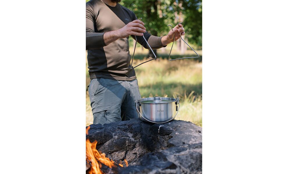 Туристичний казанок з ніжками для вогнища Tribe Fire на  5,4 л, нержавіюча сталь, зображення 11