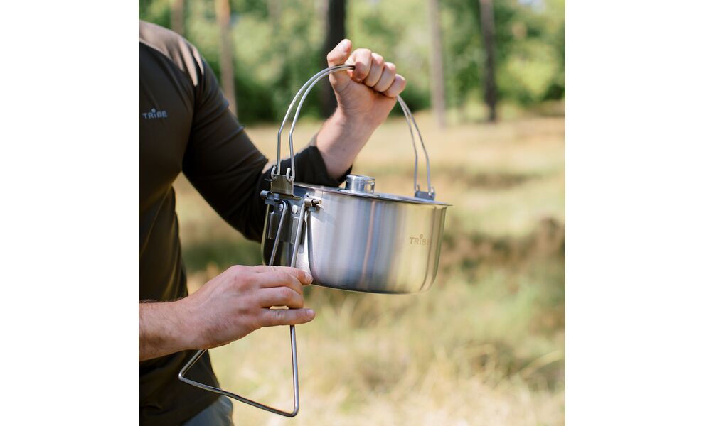 Туристичний казанок з ніжками для вогнища Tribe Fire на  5,4 л, нержавіюча сталь, зображення 12
