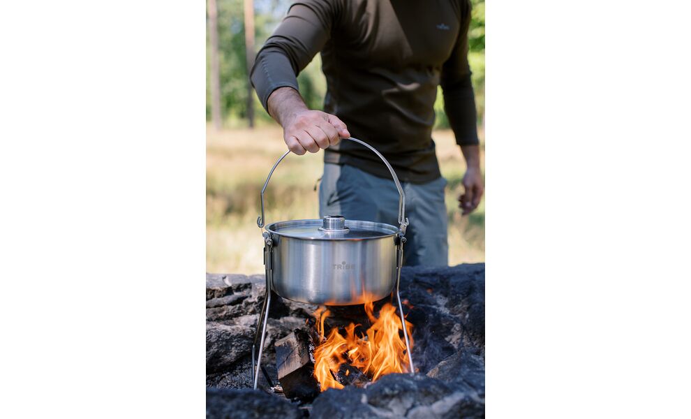 Туристичний казанок з ніжками для вогнища Tribe Fire на  5,4 л, нержавіюча сталь, зображення 14