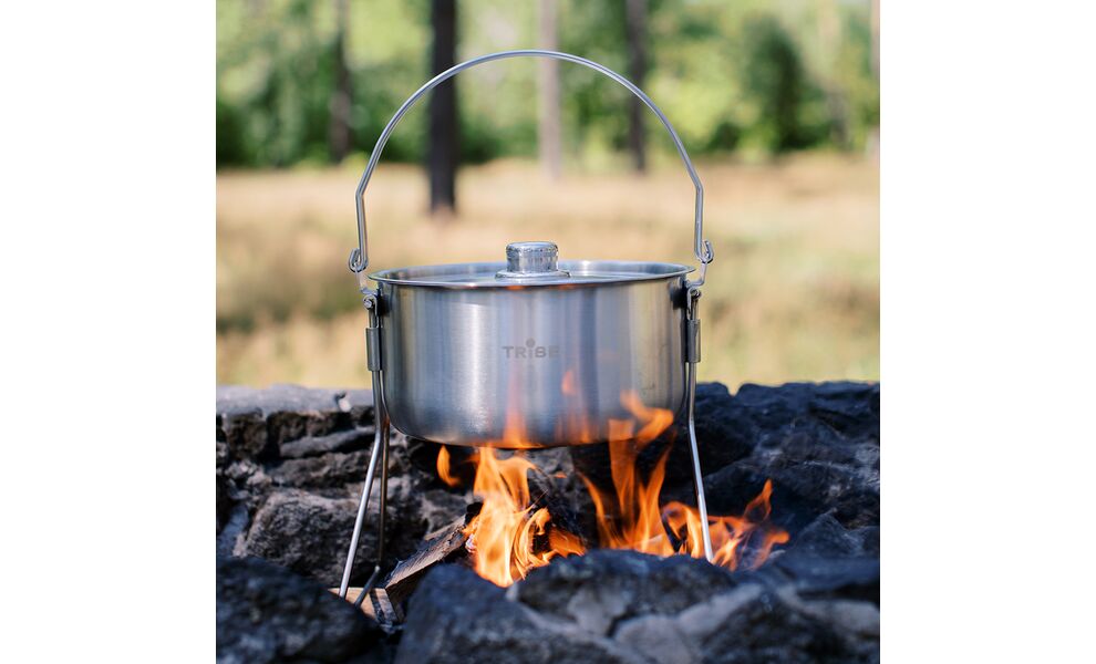 Туристичний казанок з ніжками для вогнища Tribe Fire на  5,4 л, нержавіюча сталь, зображення 15