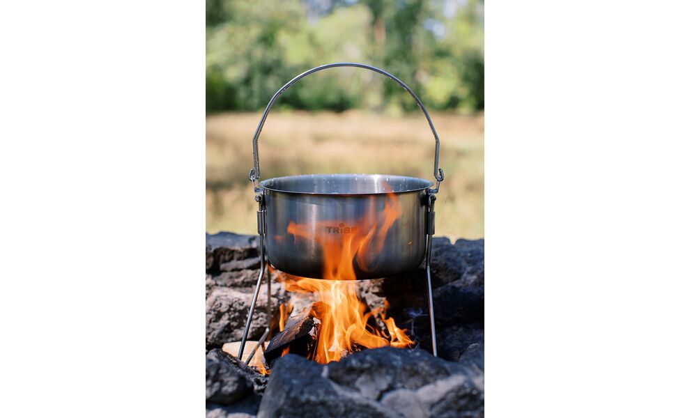 Туристичний казанок з ніжками для вогнища Tribe Fire на  5,4 л, нержавіюча сталь, зображення 16