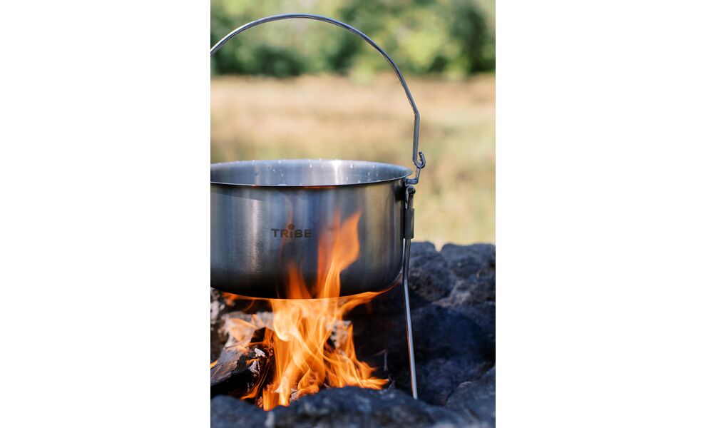 Туристичний казанок з ніжками для вогнища Tribe Fire на  5,4 л, нержавіюча сталь, зображення 17