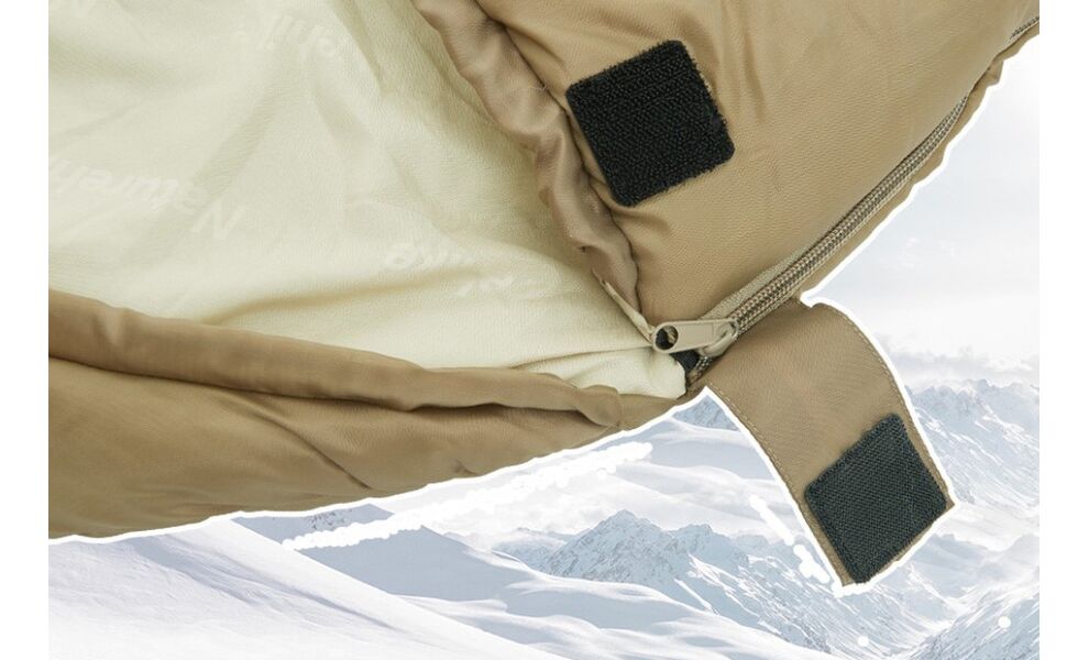 Зимовий туристичний спальник Naturehike CNK2300SD014 - MJ600 (Brown) до -12°C: з капюшоном, Максимальний зріст користувача: 195, Колір: Brown, Сторона застібки: права, зображення 4