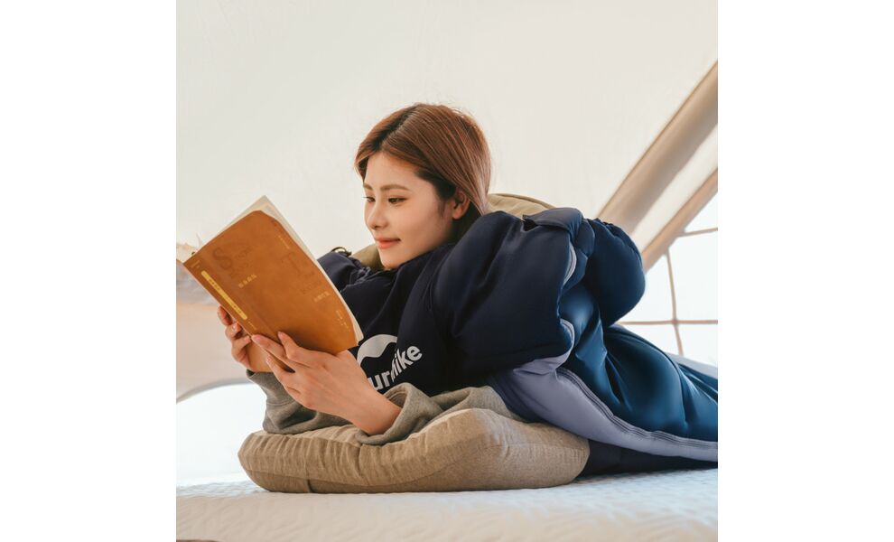 Демісезонний кемпінговий спальник-ковдра Naturehike CNK2550WS028 - U450 (Blue) до -1°C: з капюшоном, Максимальний зріст користувача: 195, Колір: Blue, Сторона застібки: ліва, зображення 8