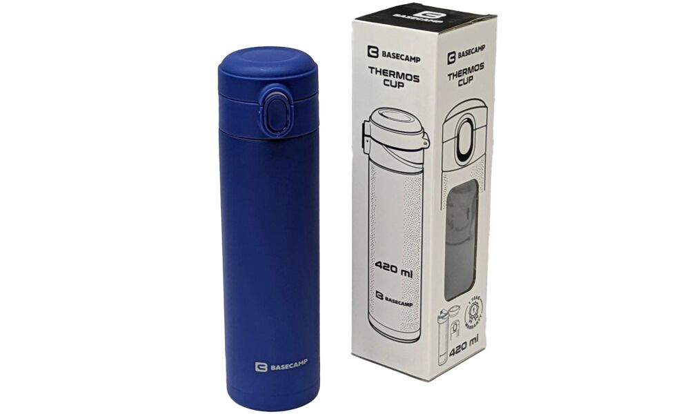 Термокружка для кави з поїлкою BaseCamp Thermos Cup (Blue) на 420 мл: герметична кришка, Об'єм: 420, Колір: Blue, зображення 3