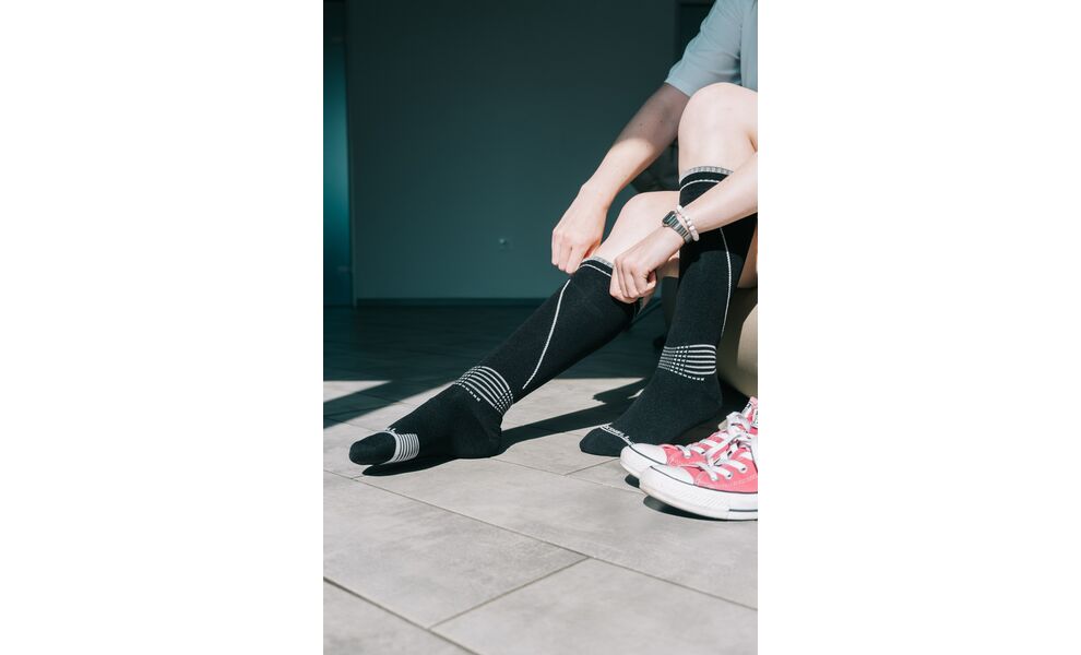 Спортивні водонепроникні шкарпетки Dexshell Longlite Socks 2.0 (Jet Black Grey), Колір: Jet Black Grey, Розмір: M (EU 39-42), зображення 5