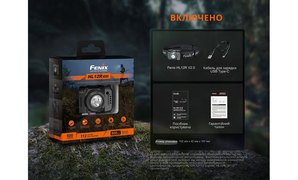 Налобний ліхтар акумуляторний Fenix HL12R V2.0 з червоним світлом, USB Type-C, Колір корпусу: Grey, зображення 18