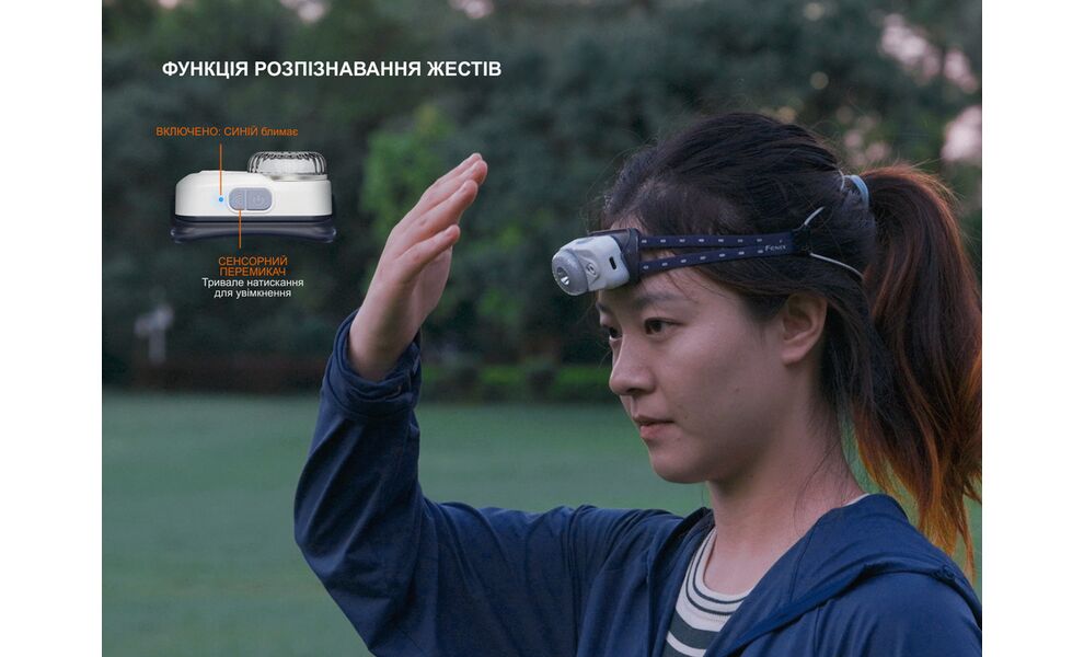 Налобний ліхтар акумуляторний з сенсорним керуванням Fenix HL17R (Black) з червоним світлом, USB Type-C, Колір корпусу: Black, зображення 9