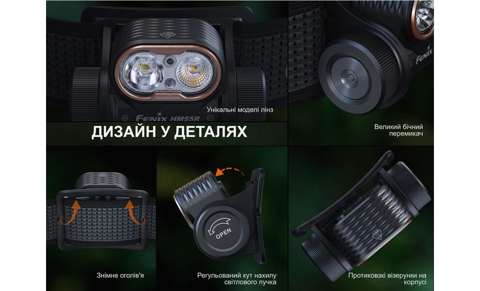 Налобний ліхтар з акумулятором Fenix HM55R (Nebula) з червоним світлом, USB Type-C, Колір корпусу: Nebula, зображення 14
