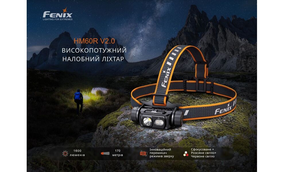 Налобний ліхтар з акумулятором Fenix HM60R V2.0 з червоним світлом, USB Type-C, зображення 7