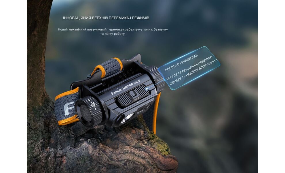 Налобний ліхтар з акумулятором Fenix HM60R V2.0 з червоним світлом, USB Type-C, зображення 9