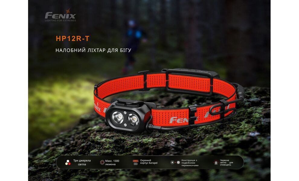 Налобний ліхтар з акумулятором Fenix HP12R-TB з червоним світлом, USB Type-C, зображення 2