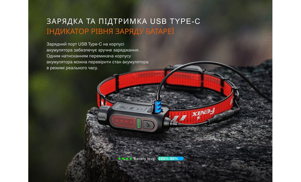 Налобний ліхтар з акумулятором Fenix HP12R-TB з червоним світлом, USB Type-C, зображення 11