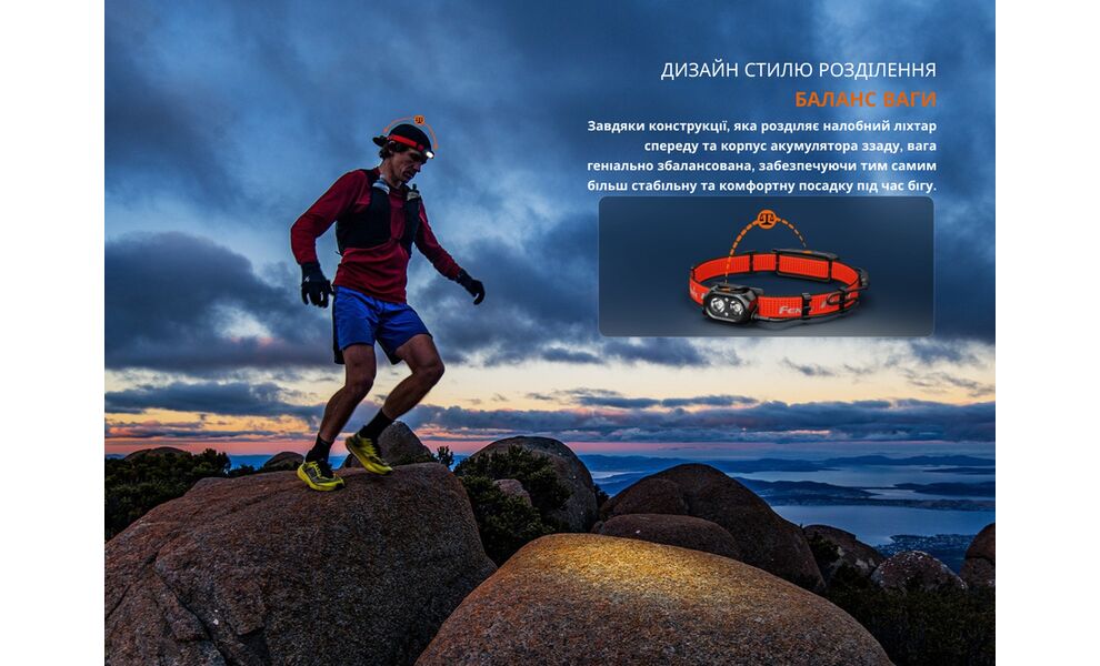 Налобний ліхтар з акумулятором Fenix HP12R-TB з червоним світлом, USB Type-C, зображення 4