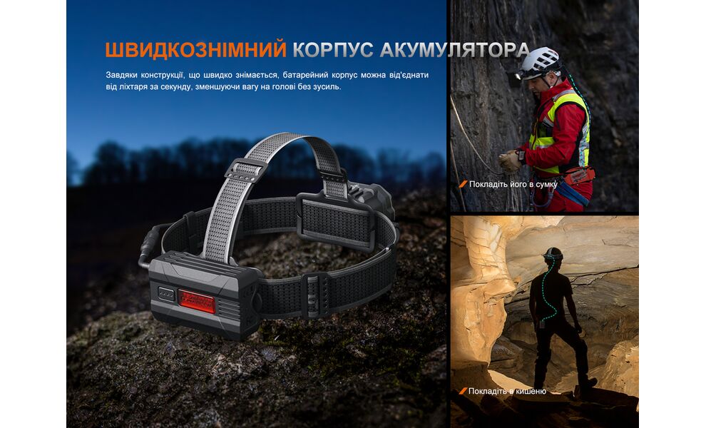 Налобний ліхтар акумуляторний з функцією павербанк Fenix HP35R SAR: USB Type-C, зображення 17
