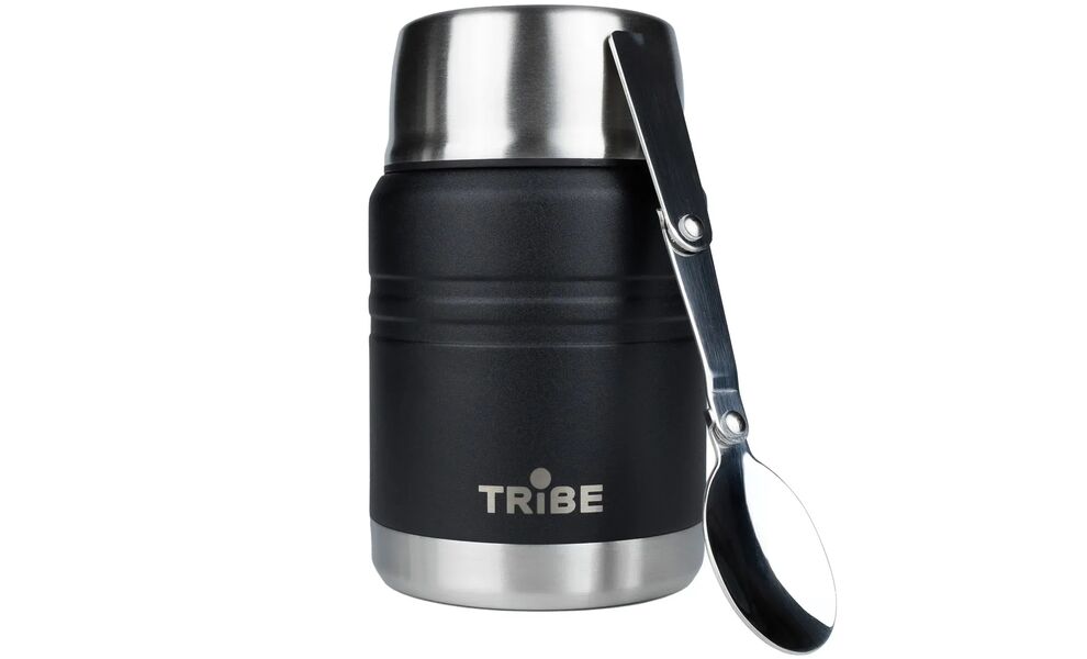 Термос для їжі з ложкою Tribe Food Jar (Black) на 450 мл, Об'єм: 450, Колір: Black, зображення 4