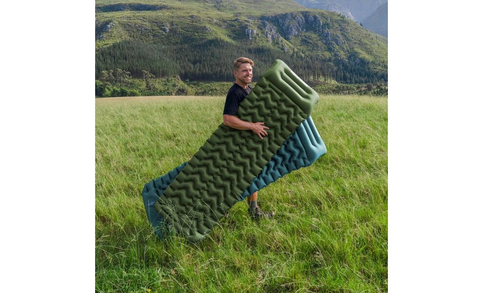 Надувний каремат Naturehike CNK2550WS019 (Green): з мішком-насосом та подушкою, Тип розміру: Single, Колір виробника: Green, зображення 6