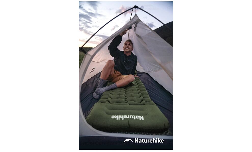 Надувний каремат Naturehike CNK2550WS019 (Green): з мішком-насосом та подушкою, Тип розміру: Single, Колір виробника: Green, зображення 14