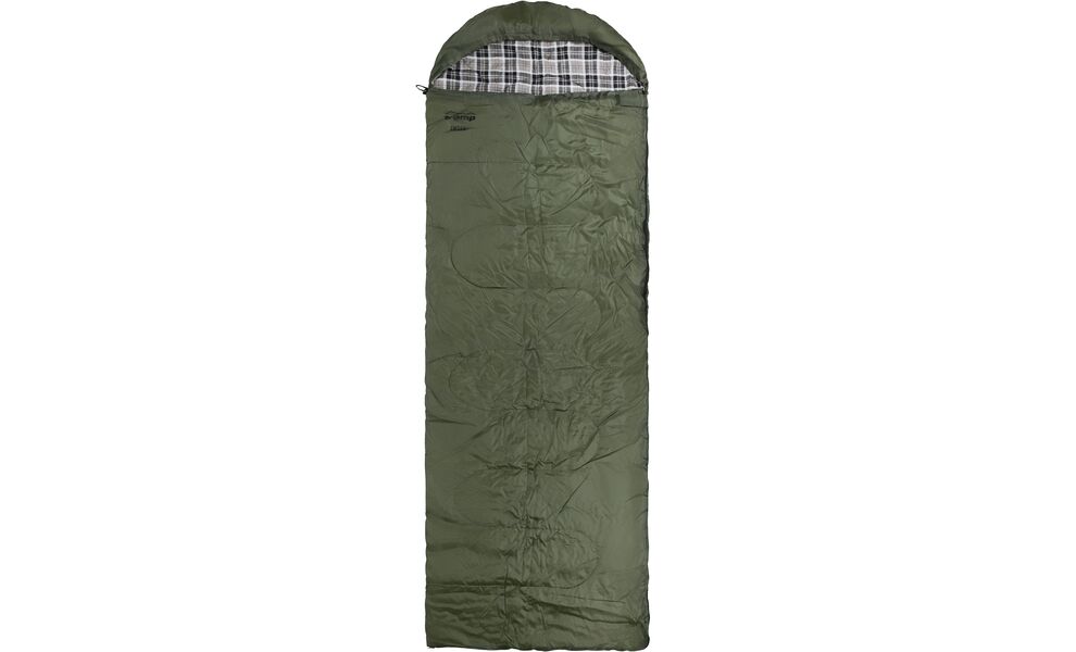Демісезонний кемпінговий спальник-ковдра Tramp Ember+ Long до 5°C: широкий, з капюшоном, Максимальний зріст користувача: 190, Колір: Olive, Сторона застібки: ліва, зображення 2
