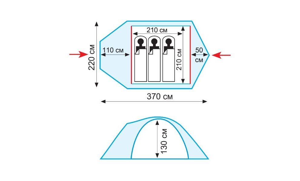 3-місний намет Tramp Lair 3 V2 (2022): двошаровий, з тамбуром, Кількість місць: 3, Колір: Green/Yellow, зображення 2