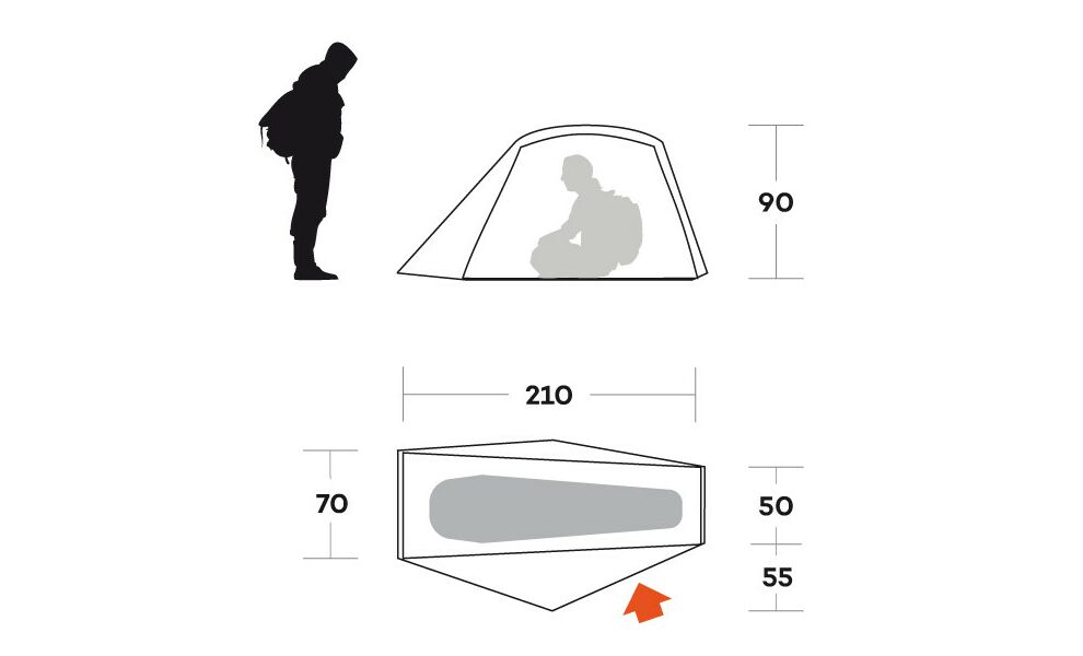 1-місний ультралегкий намет Ferrino Blow 1: двошаровий, Кількість місць: 1, Колір: Blue, зображення 2