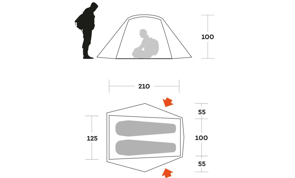 2-місний ультралегкий намет Ferrino Blow 2: двошаровий, Кількість місць: 2, Колір: Blue, зображення 2