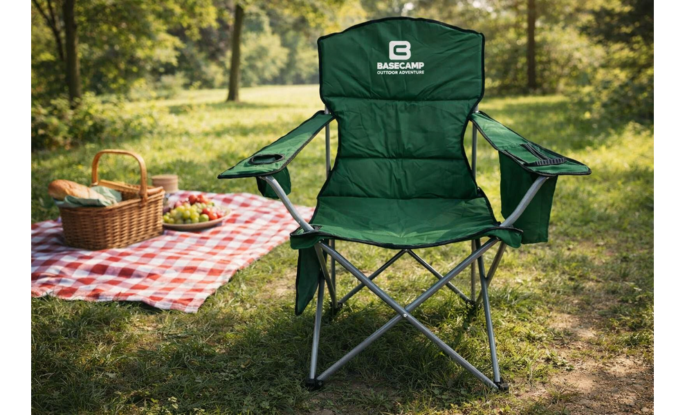 Розкладне крісло для кемпінгу BaseCamp Hunter (Olive Green), Колір виробника: Olive Green, зображення 2