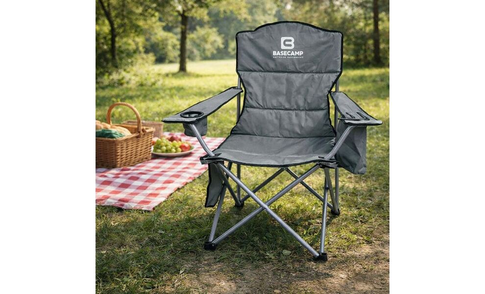 Розкладне крісло для кемпінгу BaseCamp Hunter (Grey), Колір виробника: Grey, зображення 2