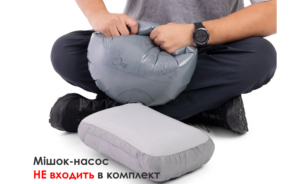 Туристична надувна подушка Sea to Summit Aeros Down - Regular, Тип розміру: Regular, Колір виробника: Neutral Grey, зображення 8