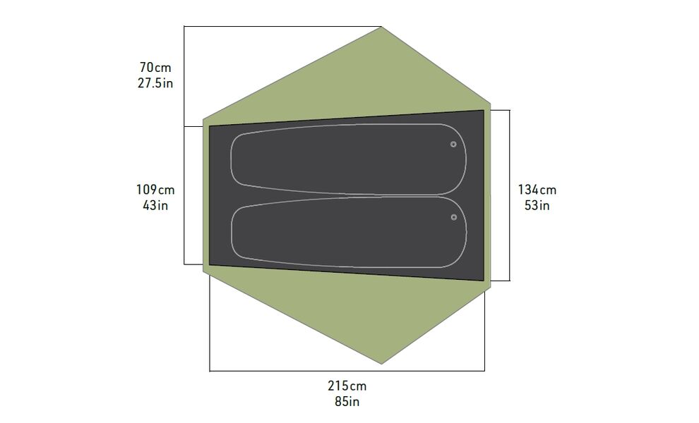 2-місний ультралегкий намет Sea to Summit Telos Evo TR2: двошаровий, 3-сезонний, Кількість місць: 2, Колір: Tarragon, зображення 2