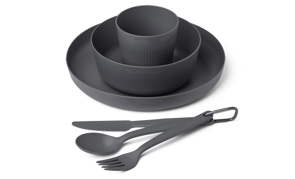 Туристичний набір столового посуду Sea to Summit Camp з чохлом (Charcoal) на 1 особу, харчовий пластик, Колір: Charcoal, зображення 2