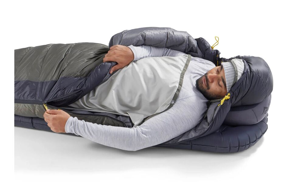 Демісезонний пуховий спальник Sea to Summit Spark Pro -9C - Long до -9°C: з капюшоном, Максимальний зріст користувача: 198, Колір: Beluga, Сторона застібки: ліва, зображення 9