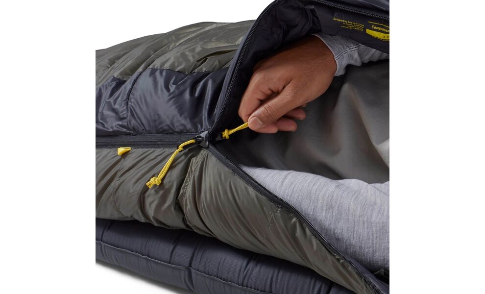 Демісезонний пуховий спальник Sea to Summit Spark Pro -9C - Long до -9°C: з капюшоном, Максимальний зріст користувача: 198, Колір: Beluga, Сторона застібки: ліва, зображення 14