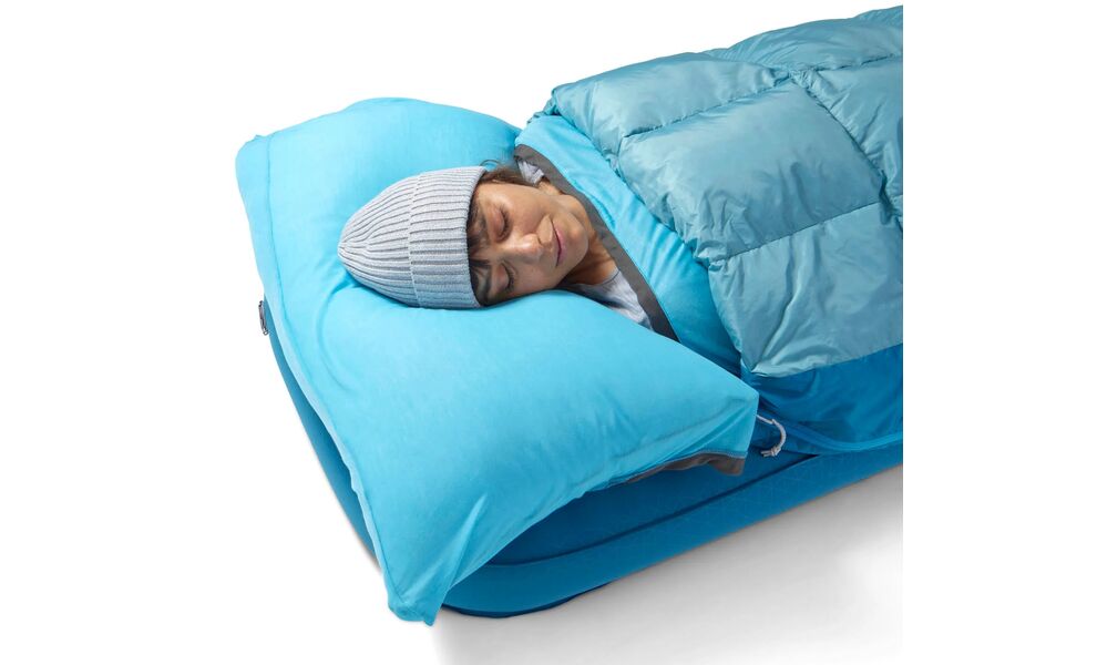 Літній пуховий спальник-ковдра Sea to Summit Traveller +7C - Long до +7°C, Максимальний зріст користувача: 198, Колір: Aqua Sea, Сторона застібки: ліва, зображення 8