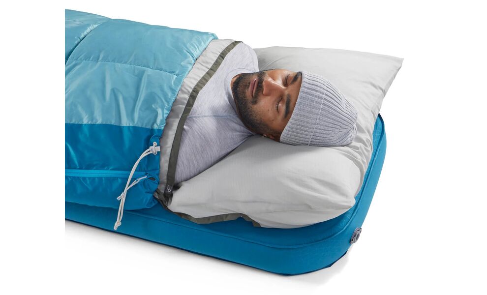 Літній пуховий спальник-ковдра Sea to Summit Traveller +7C - Long до +7°C, Максимальний зріст користувача: 198, Колір: Aqua Sea, Сторона застібки: ліва, зображення 10