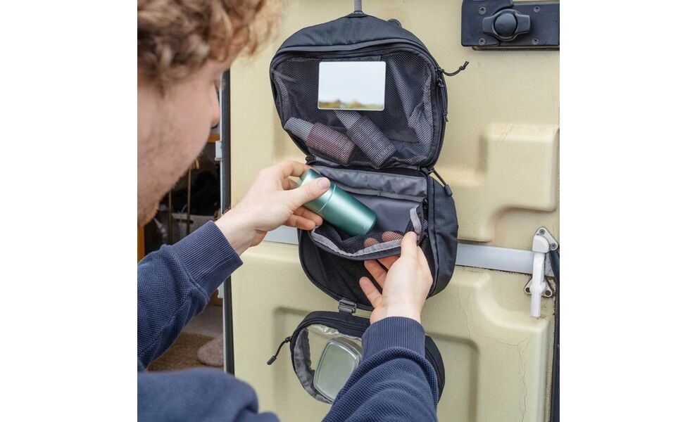 Дорожня косметичка з гачком для підвішування Lifeventure Folding Wash Bag (Black), Колір: Black, зображення 5